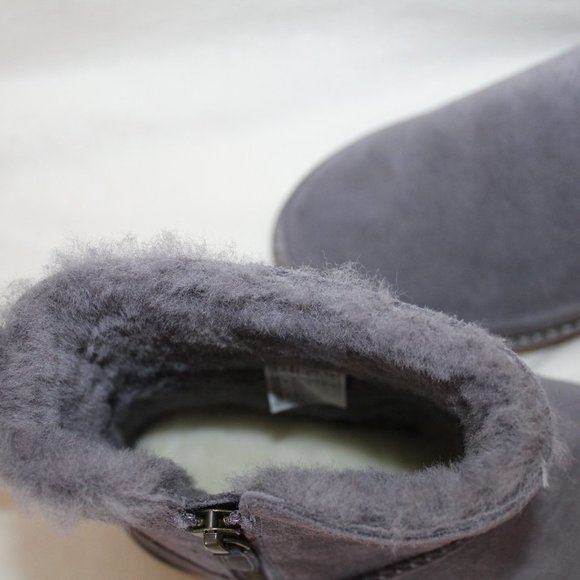 NIB UGG‎ WOMEN'S SUEDE SHEARLING LINED MINI DOUBLE ZIP BOOTS GRAY - Picture 4 of 7